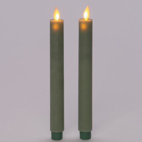 Anna’s Collection 2st. LED Rustiek wax Diner kaars Jade groen H23 cm - afbeelding 2