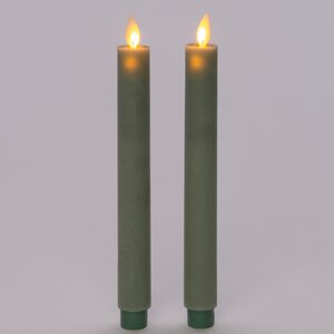 Anna’s Collection 2st. LED Rustiek wax Diner kaars Jade groen H23 cm - afbeelding 5