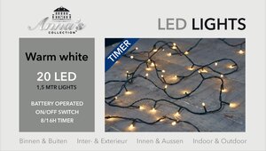 Anna's Collection LED LIGHTS 20L - 1,5m warm wit met timer (8/16u) - afbeelding 2