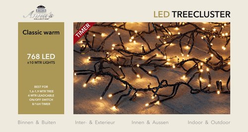 Anna's Collection treeclusterverlichting warm wit/klassiek warm met 768 lampjes - L 1000 cm - afbeelding 1