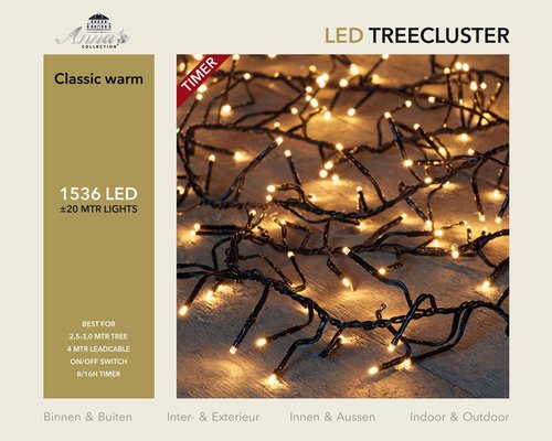 Anna's Collection treeclusterverlichting klassiek warm met 1536 lampjes - 2000 cm - afbeelding 1