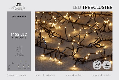 Anna's Collection treeclusterverlichting warm wit met 1152 lampjes - L 1500 cm - afbeelding 1