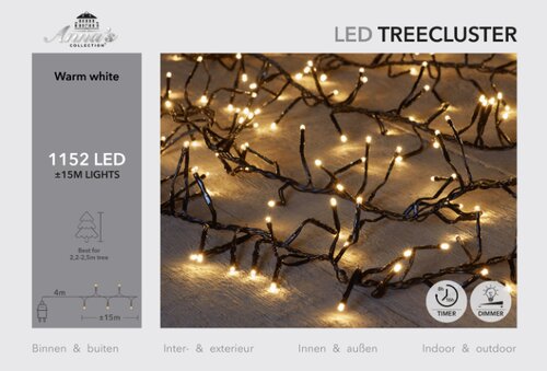 Anna's Collection treeclusterverlichting warm wit met 1152 lampjes - L 1500 cm - afbeelding 4