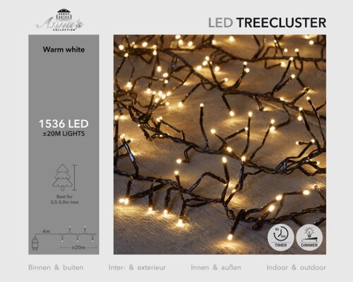 Anna's Collection treeclusterverlichting warm wit met 1536 lampjes - L 2000 cm - afbeelding 4