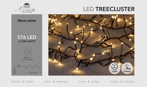 Anna's Collection treeclusterverlichting warm wit met 576 lampjes - L 750 cm - afbeelding 1