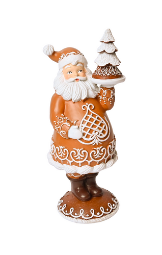 Beeld gingerbread santa - D 9 x H 23 cm