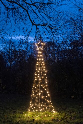 Vlaggenmast kerstboom incl. paal met 236 LED klassiek warm flash - D 70 x H 200 cm - afbeelding 1