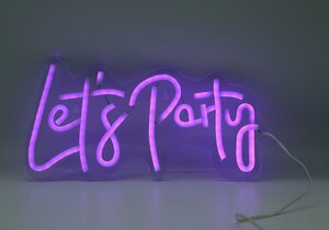 Brightside Neon sign "Let's party" B 31 x H 16,5 cm USB roze