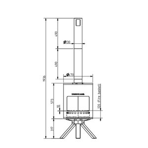 Burningbarrel Terrashaard D 70 x H 194 cm incl. hoes - afbeelding 7