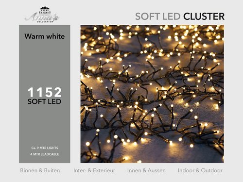 Anna's Collection clusterverlichting soft led warm wit met 1152 lampjes - L 900 cm