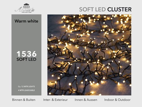 Anna's Collection clusterverlichting soft led warm wit met 1536 lampjes - L 1200 cm