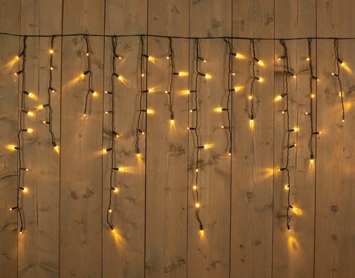 CONNECT DE LUXE ICICLE LIGHTS 200LED WARM WIT 400X100CM 30 STRENGEN, RUBBER KABE - afbeelding 1