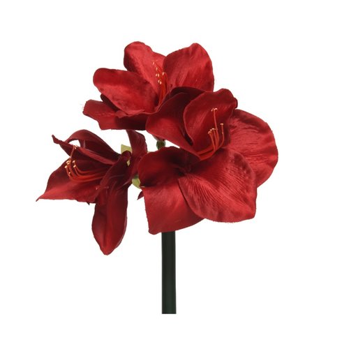 Decoris Bloem amaryllis op steel polyester - rood