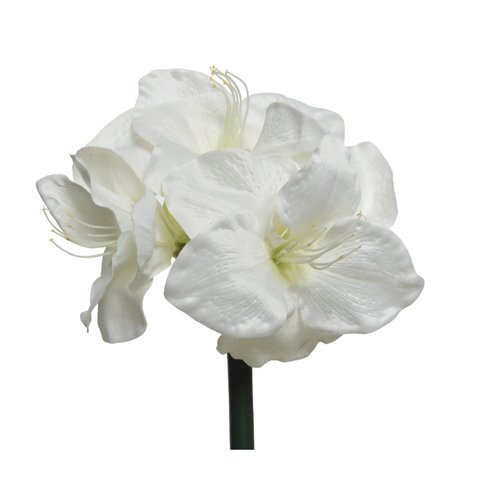 Decoris Bloem amaryllis op steel polyester - Wit