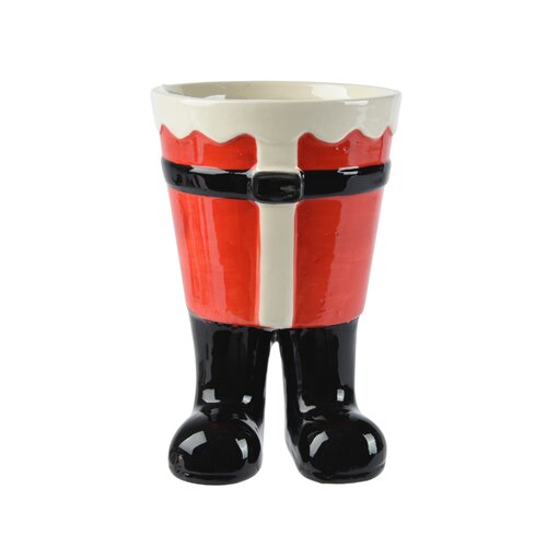 Decoris bloempot kerstman rood - L 10,5 x B 10 x H 16 cm