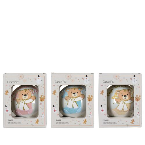 Decoris glazen kerstbal assortie - D 10 cm - afbeelding 1