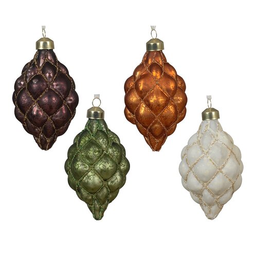 Decoris glazen kerstbal assortie - D 7 x H 11,5 cm