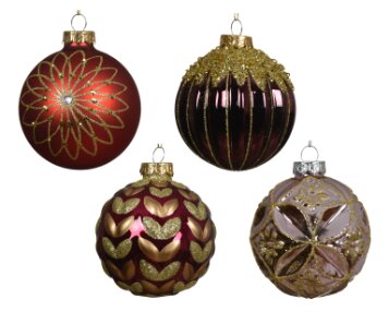 Decoris glazen kerstbal granaatappel - D 8 cm