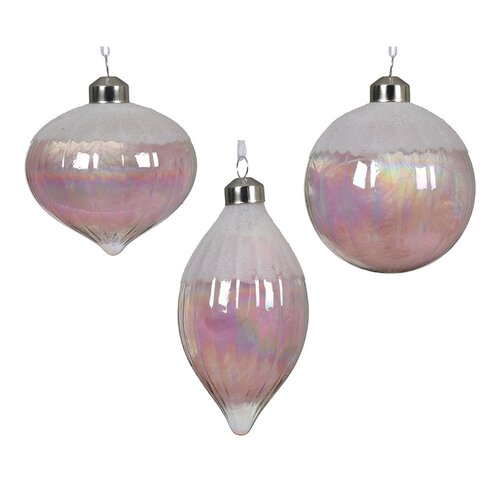 Decoris glazen kerstbal transparant/iris - D 8 cm