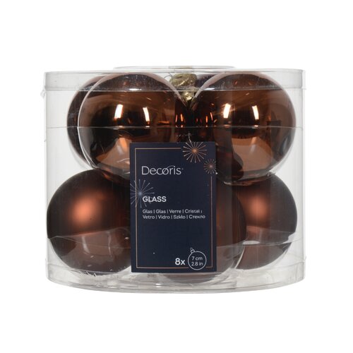 Decoris glazen kerstballen  espresso - D 7 cm