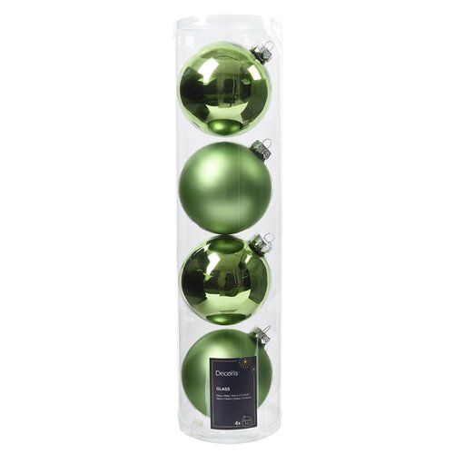 Decoris kerstballen glas groene thee - D 10 cm