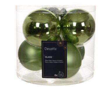 Decoris kerstballen glas groene thee - D 8 cm