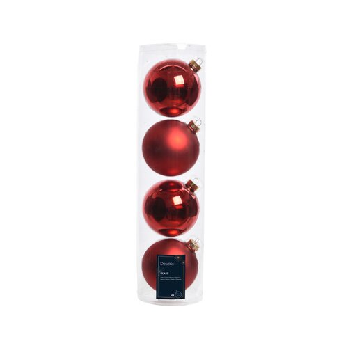 Decoris kerstballen glas kerstrood - D 10 cm