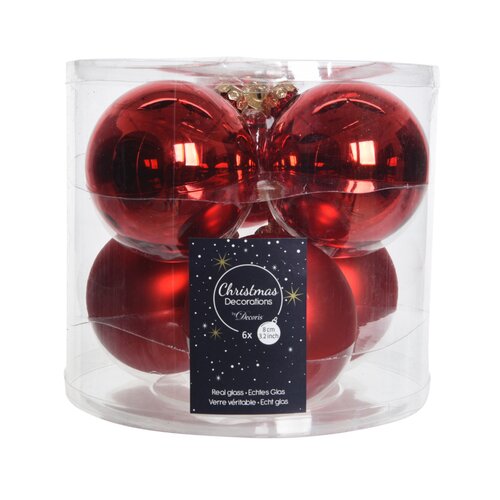 Decoris kerstballen glas kerstrood - D 8 cm