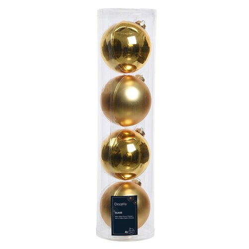 Decoris kerstballen glas licht goud - D 10 cm