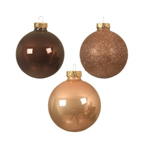 Decoris kerstballen glas bruin - 42 stuks in opbergdoos - afbeelding 2