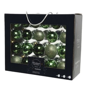 Decoris kerstballen glas groen - 42 stuks in opbergdoos - afbeelding 1