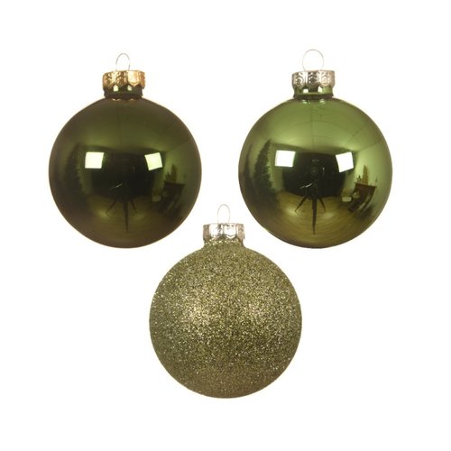 Decoris kerstballen glas groen - 42 stuks in opbergdoos - afbeelding 2