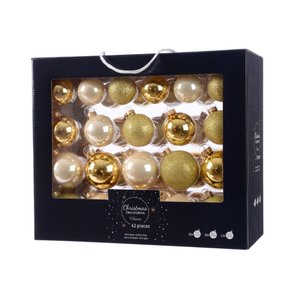 Decoris kerstballen glas parel - 42 stuks in opbergdoos - afbeelding 1