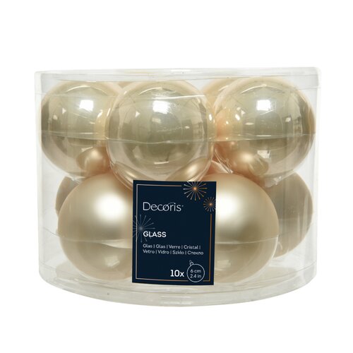 Decoris kerstballen glas parel - D 6 cm