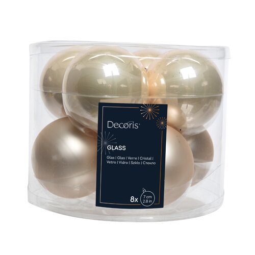 Decoris kerstballen glas parel - D 7 cm