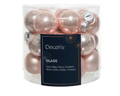 Decoris kerstballen glas blushy roze - D 2,5 cm