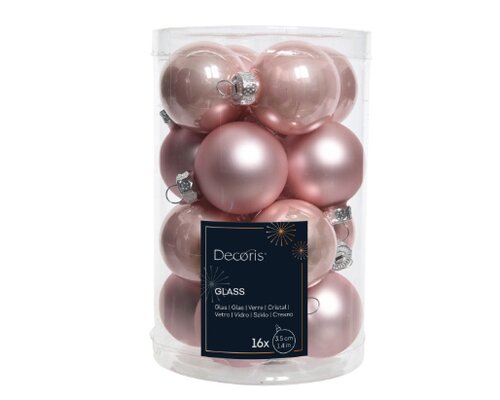 Decoris kerstballen glas blushy roze - D 3,5 cm