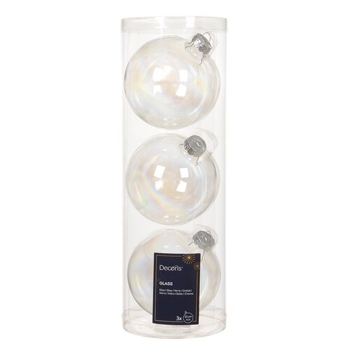 Decoris kerstballen glas transparant/iris - D 10 cm