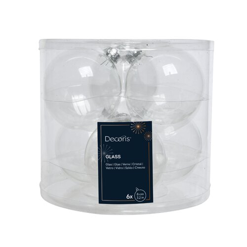 Decoris kerstballen glas transparant/iris - D 8 cm