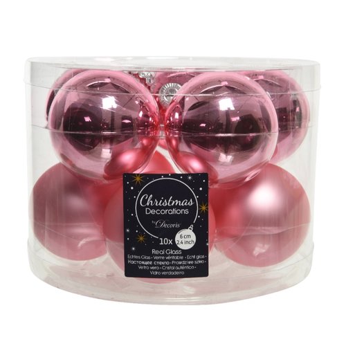 Decoris kerstballen glas lippenstift roze - D 6 cm