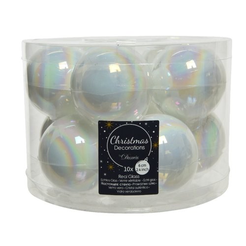 Decoris kerstballen glas iris - D 6 cm