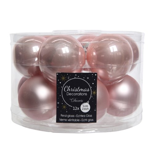 Decoris kerstballen glas blushy roze - D 5 cm