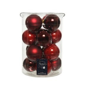 Decoris kerstballen glas kerstrood - D 8 cm - afbeelding 1