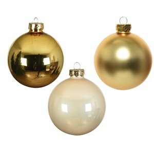 Decoris Glazen Kerstballen Tube 16 stuks - Parel/Goud - afbeelding 2