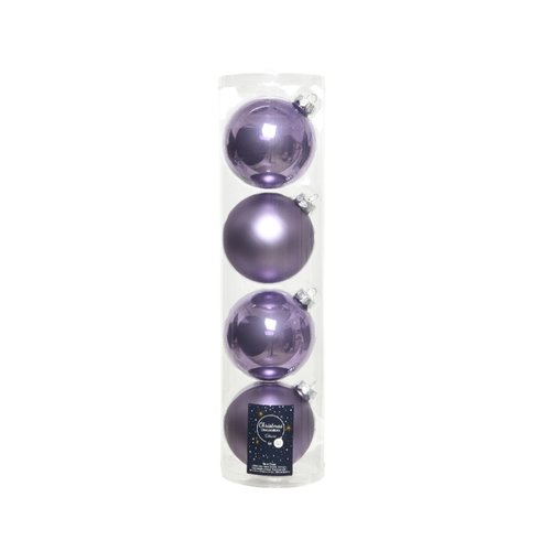 Decoris kerstballen glas heide lila - D 10 cm