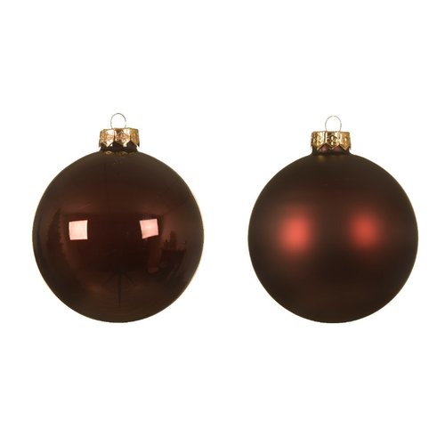 Decoris kerstballen glas mahonie - D 10 cm