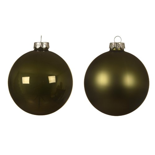 Decoris Glazen kerstballen tube 4 stuks - Mosgroen