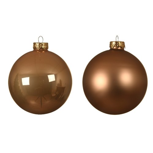 Decoris Glazen kerstballen tube 4 stuks - Toffee