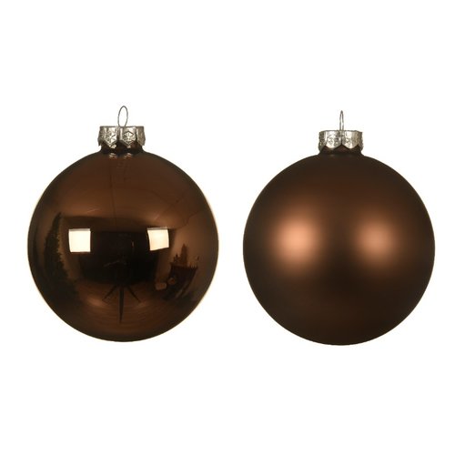 Decoris kerstballen glas walnoot - D 10 cm