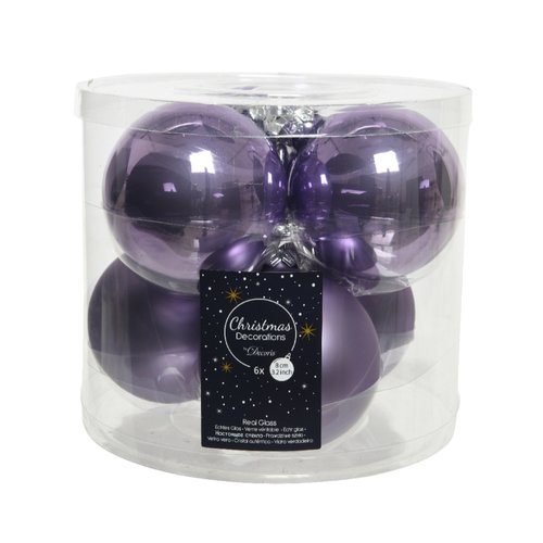 Decoris kerstballen glas heide lila - D 8 cm